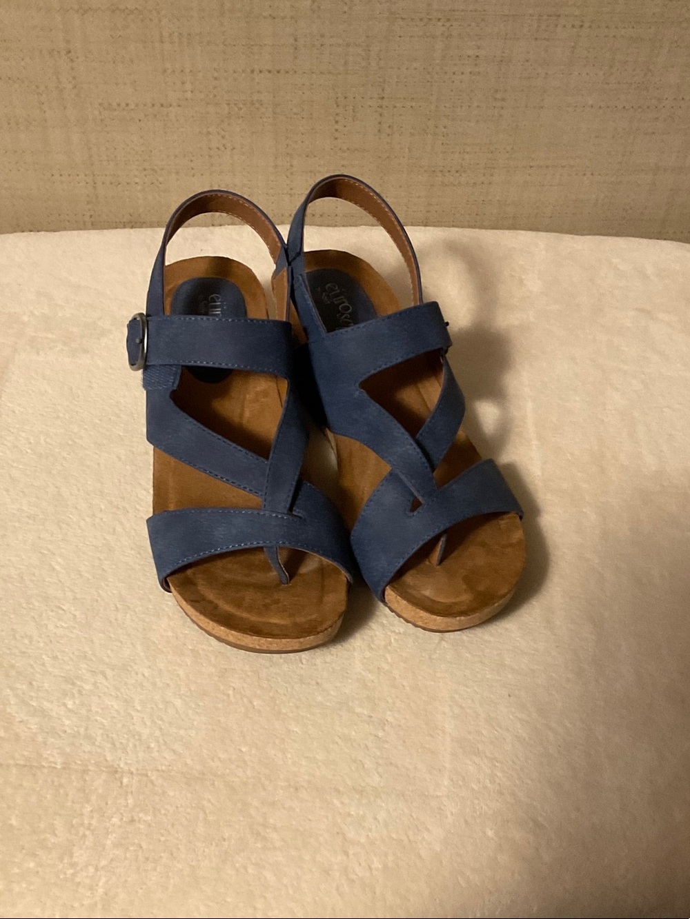 ComfortStep Women's Blue Suede Wedge Sandals